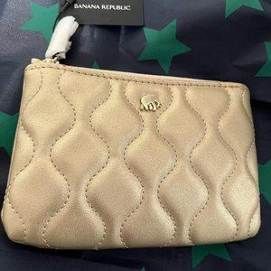Banana Republic Gold Quilted Keychain Wallet